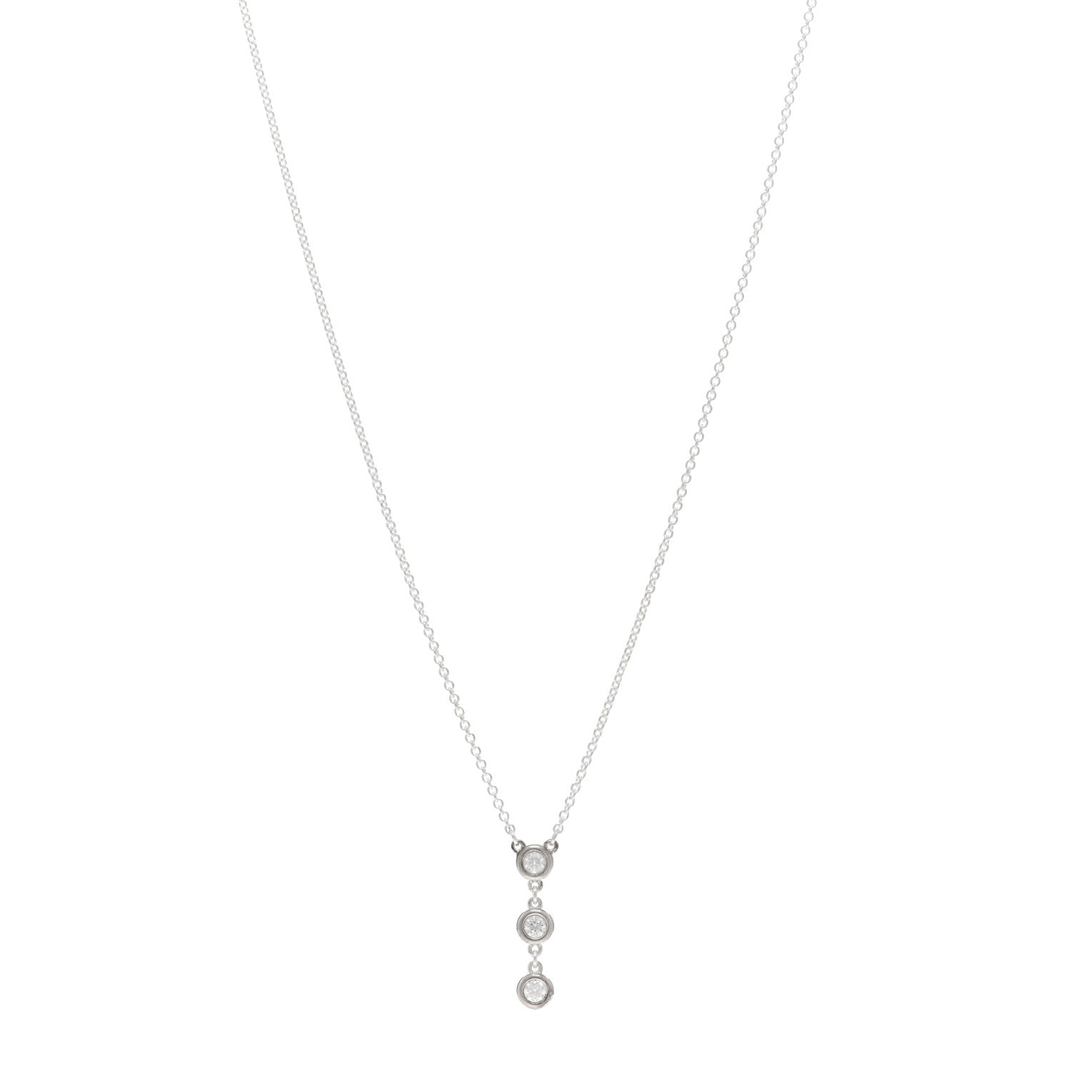 Tiffany Sterling Silver Diamond .15ctw Elsa Peretti Diamonds by the Yard Drop Pendant Necklace 1 of 5