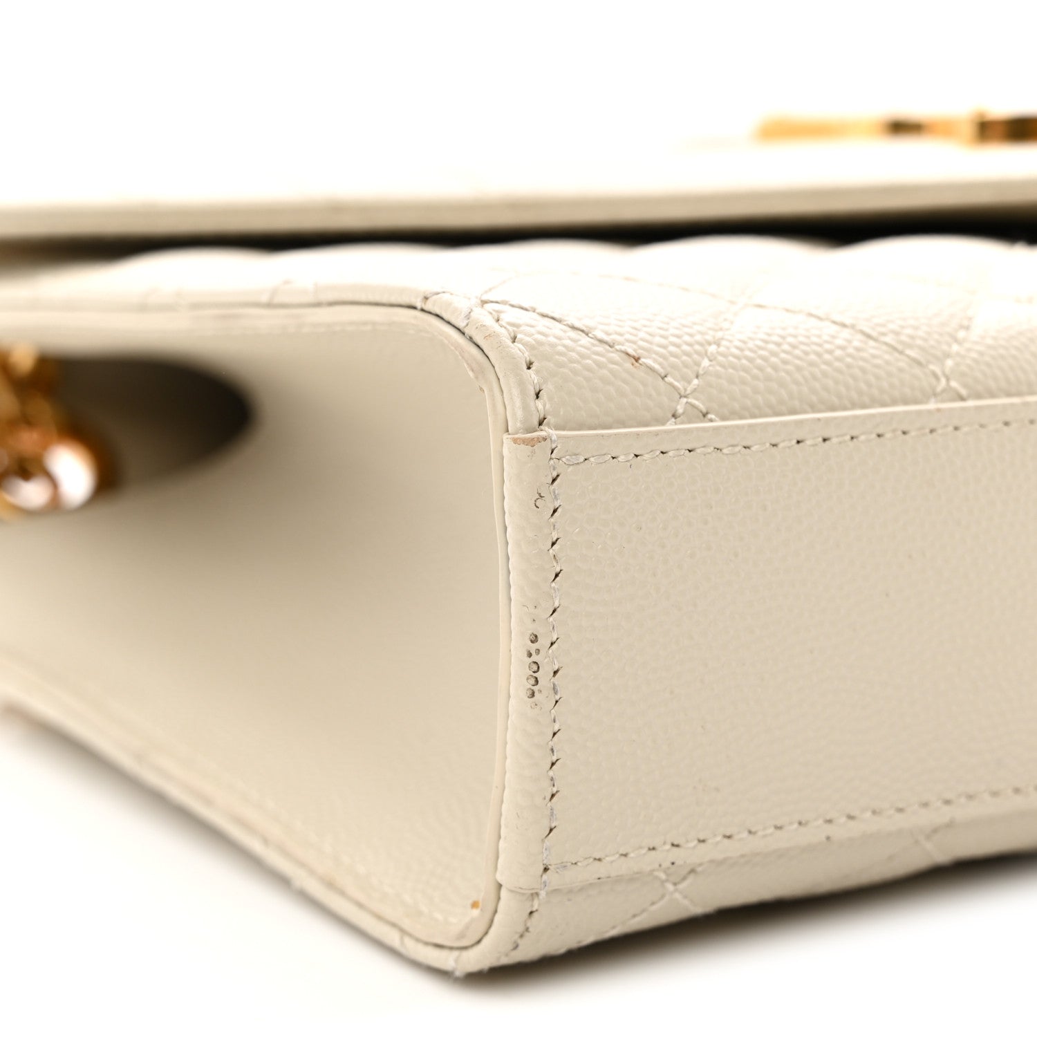 Saint Laurent Grain De Poudre Textured Mixed Matelasse Medium Triquilt Monogram Satchel Crema Soft 9 of 13