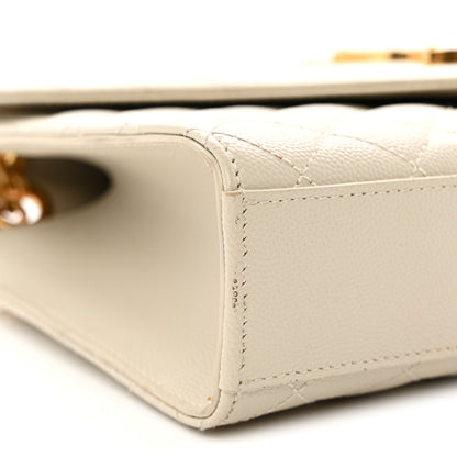 Saint Laurent Grain De Poudre Textured Mixed Matelasse Medium Triquilt Monogram Satchel Crema Soft 9 of 13