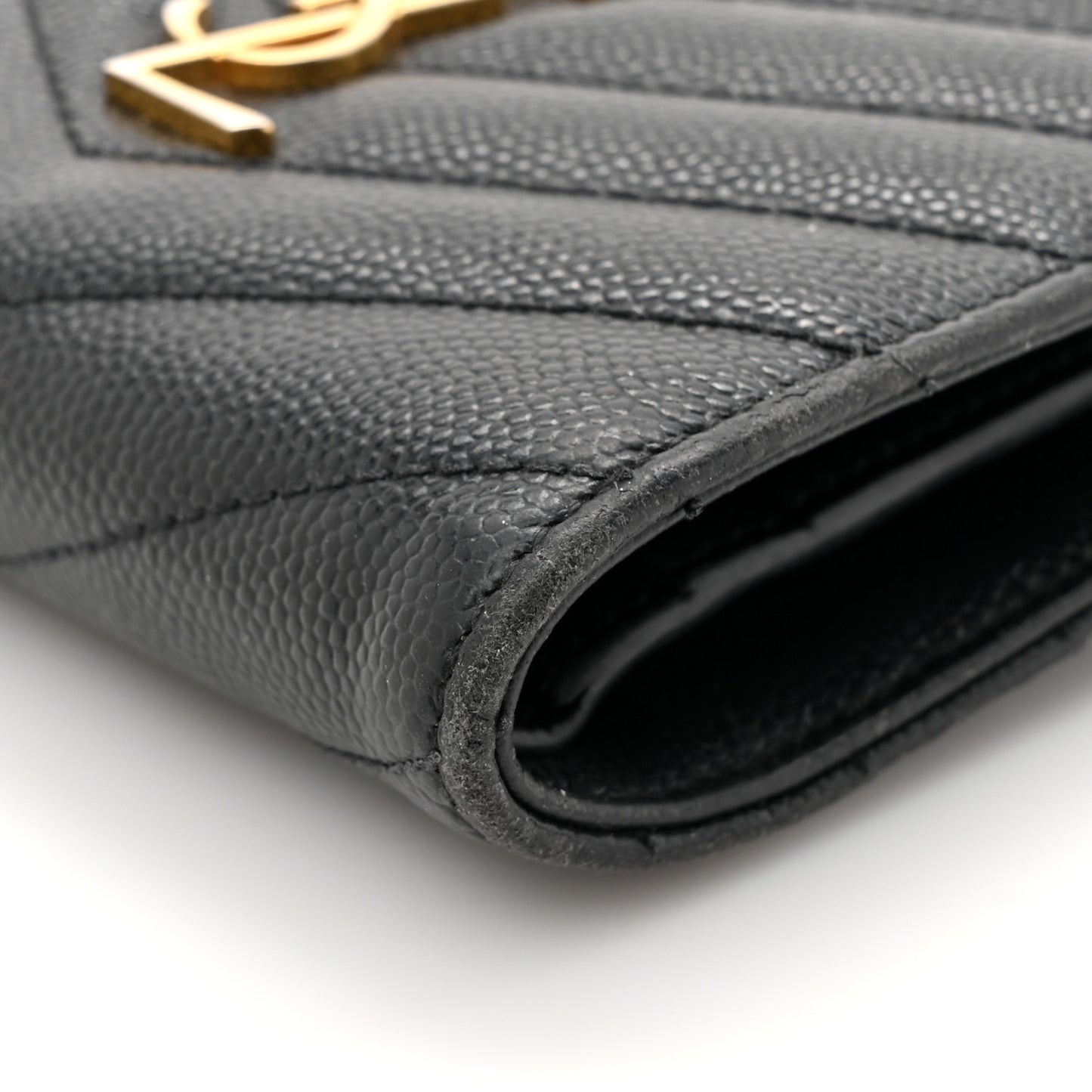 Grain De Poudre Matelasse Chevron Monogram Zipped Two-Part Wallet Black