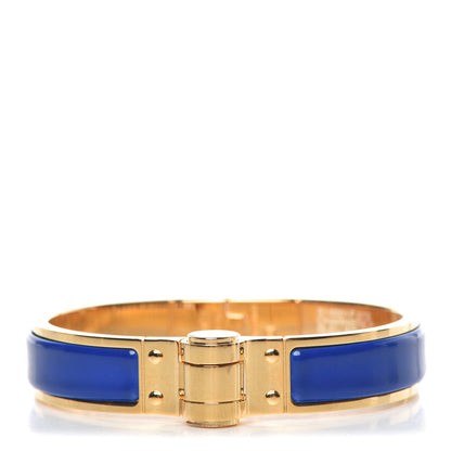 Hermes Enamel Charniere Uni Narrow Hinged Bracelet S Bleu Royal 1 of 4