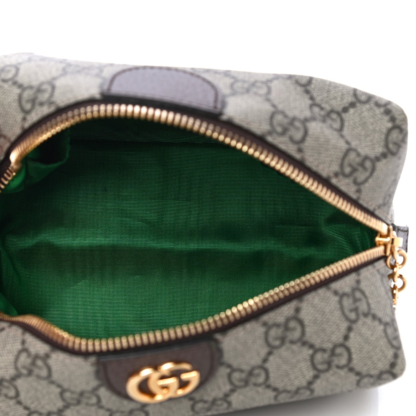 Soft GG Supreme Monogram Calfskin Medium Ophidia Cosmetic Case Beige Ebony New Acero
