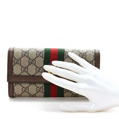 Gucci GG Supreme Monogram Web Ophidia Continental Wallet Brown 2 of 8