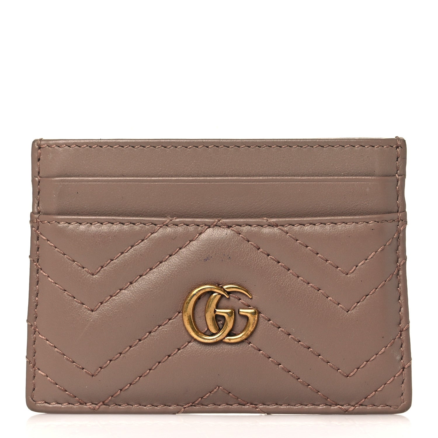 Gucci Calfskin Matelasse GG Marmont Card Holder Porcelain Rose 1 of 8