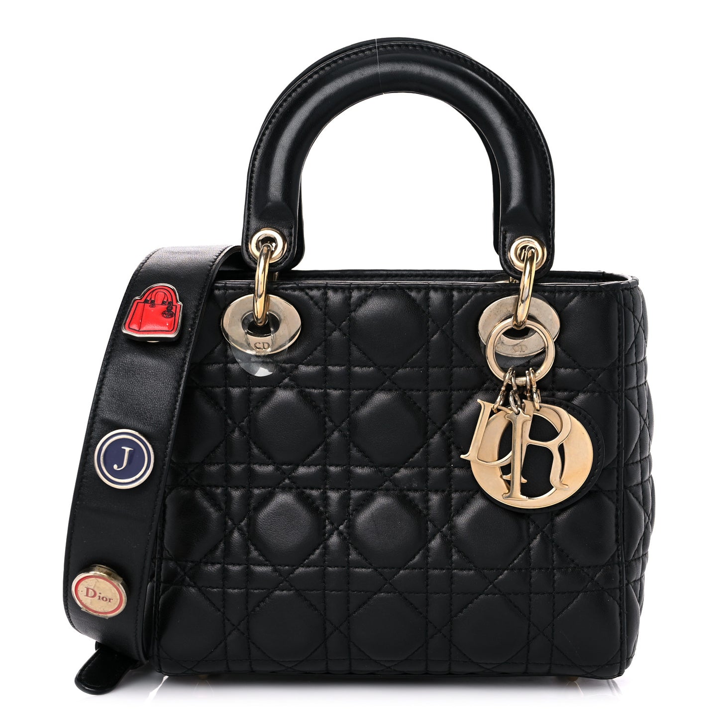 Lambskin Cannage Small Lucky Badges My Lady Dior Black