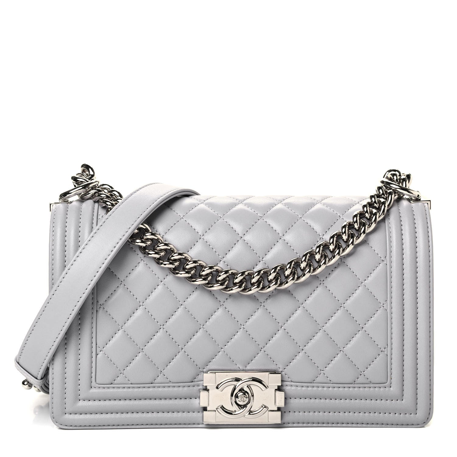 Chanel Lambskin Quilted Medium Boy Flap Grey 1 of 4