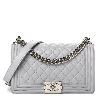 Chanel Lambskin Quilted Medium Boy Flap Grey 1 of 4