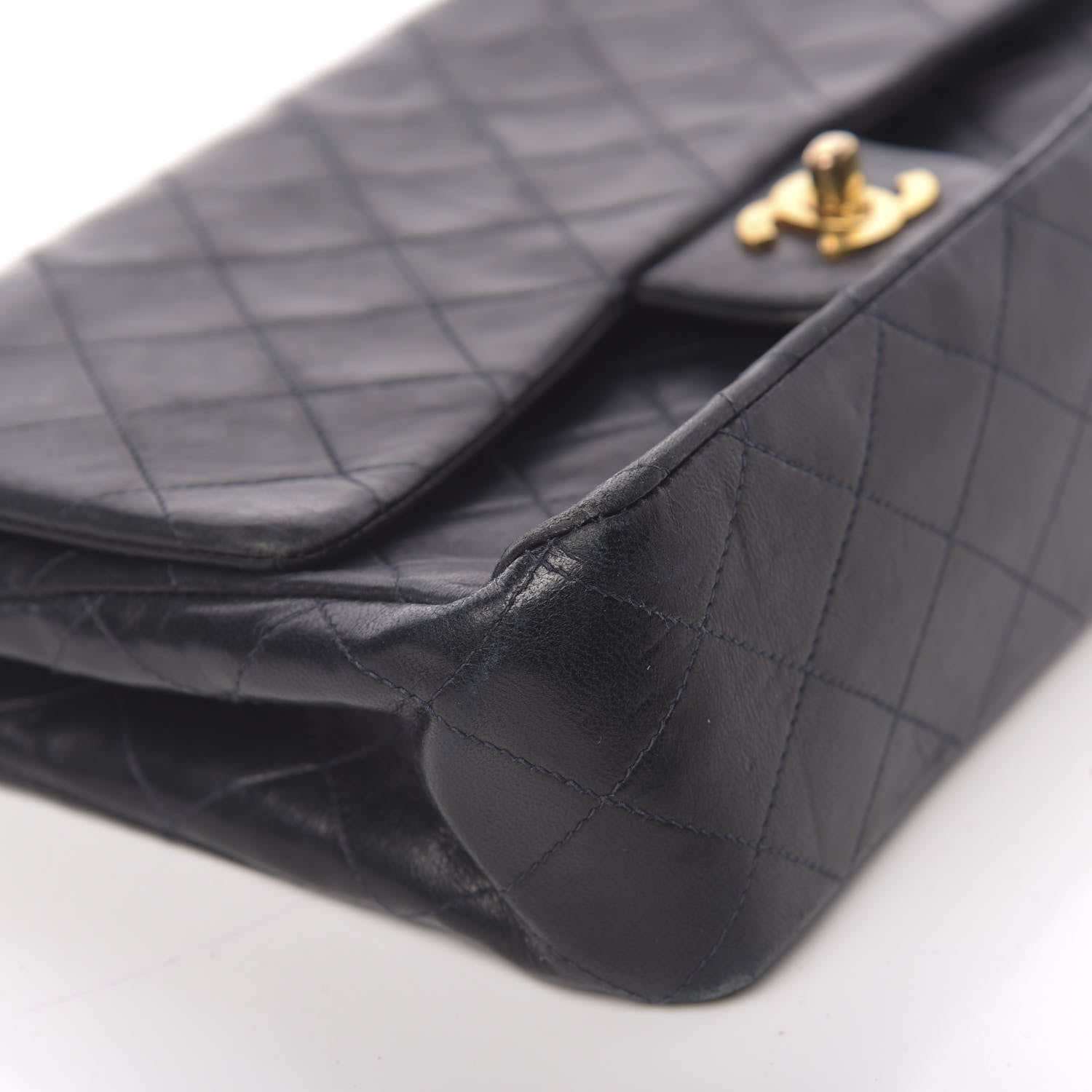 Chanel Lambskin Quilted Medium Double Flap Navy 12 of 28