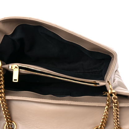 Saint Laurent Calfskin Y Quilted Monogram Medium Loulou Chain Satchel Dark Beige 5 of 15