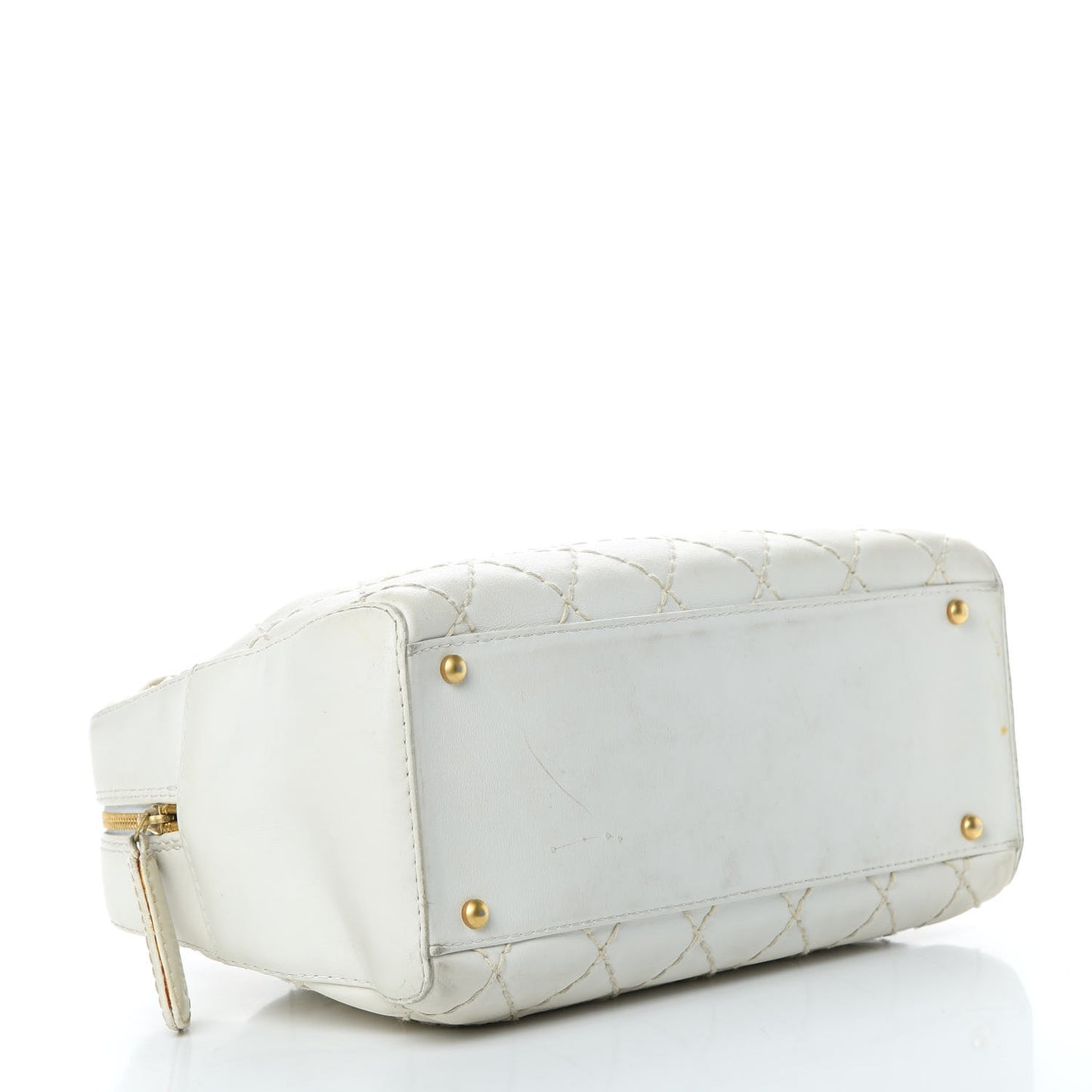 Calfskin Wild Stitch Top Handle Bag White