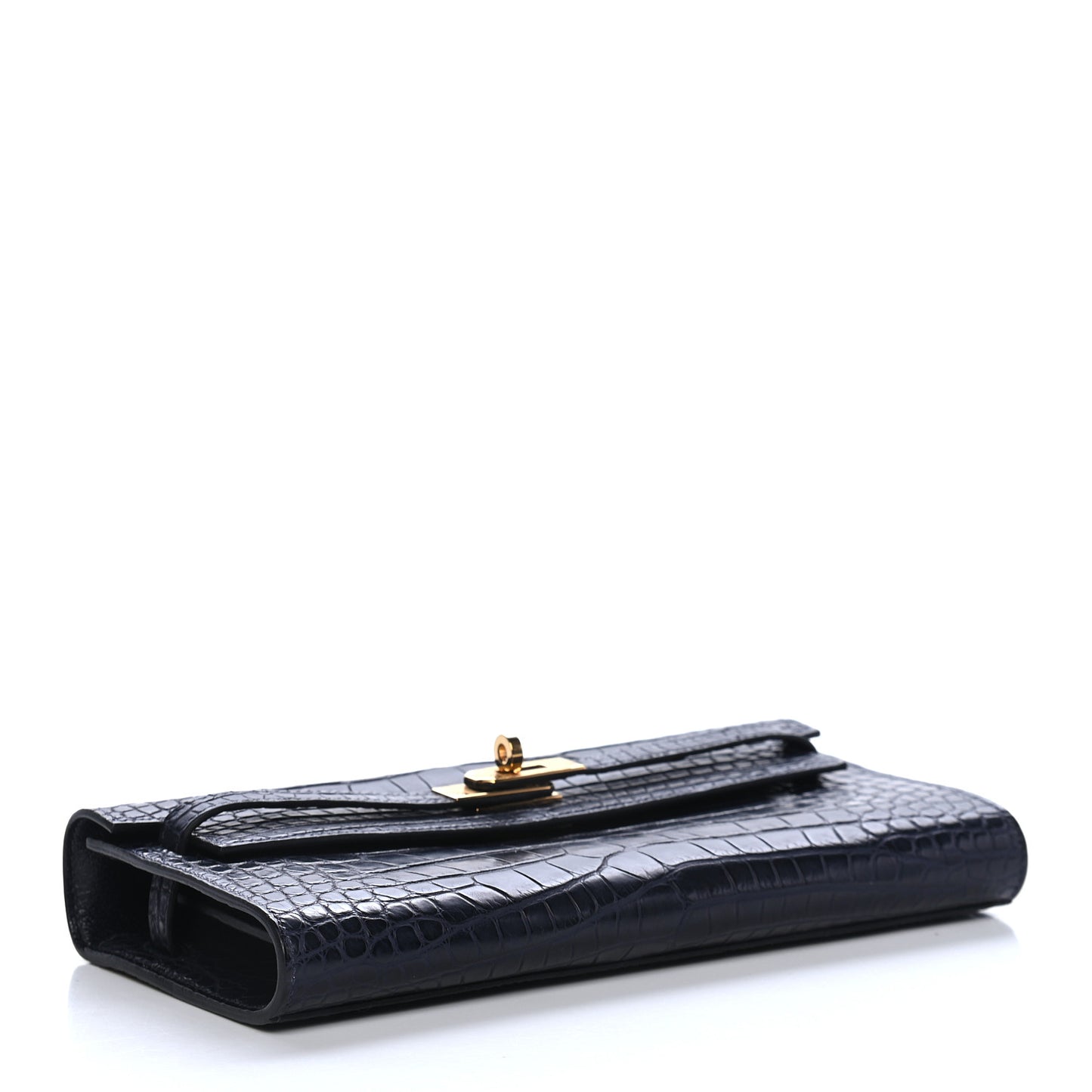Matte Alligator Kelly Wallet To Go Bleu Indigo
