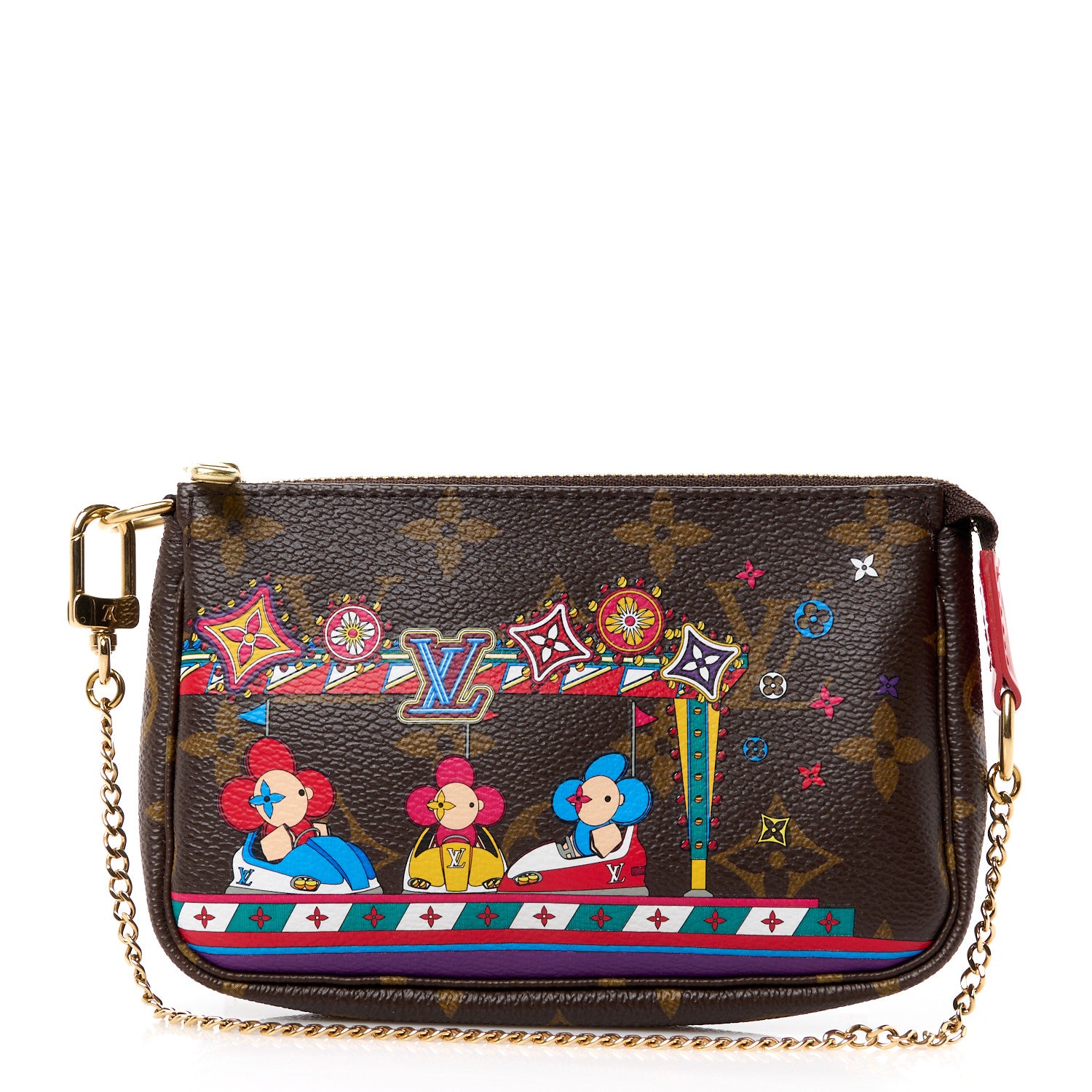 Louis Vuitton LOUIS VUITTON Monogram 2020 Christmas Animation Bumper Cars Mini Pochette Accessories Coquelicot 1 of 10