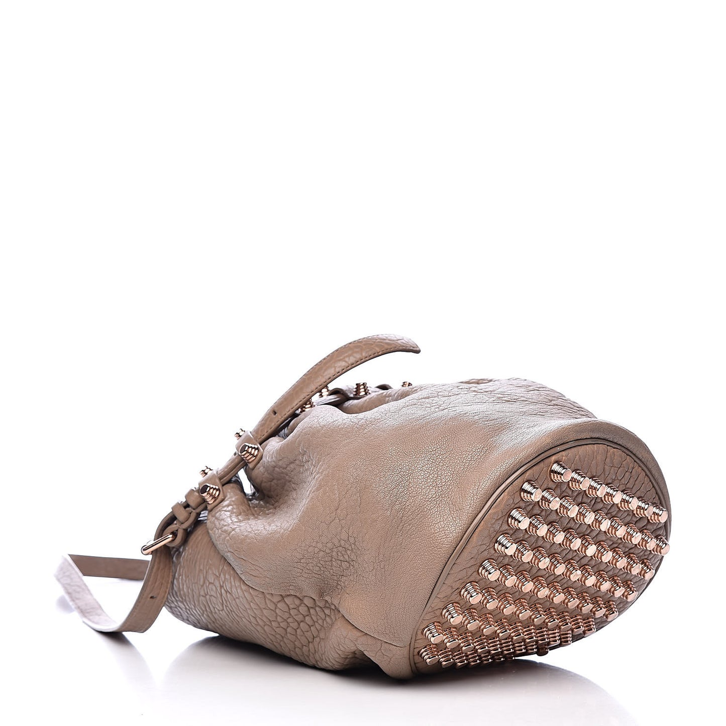 Pebbled Lambskin Diego Bucket Bag Latte