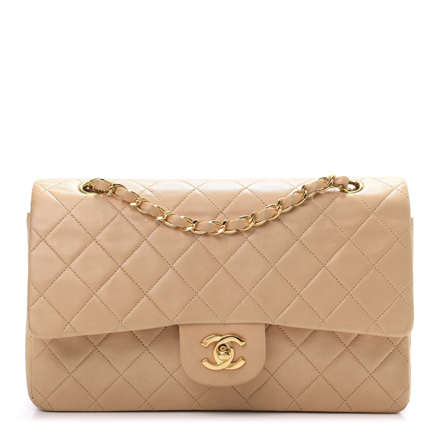 Chanel Lambskin Quilted Medium Double Flap Beige 1 of 12
