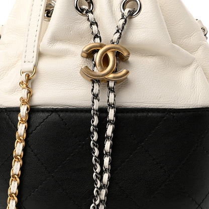 Chanel Aged Calfskin Quilted Small Gabrielle Bucket White Black 8 of 11