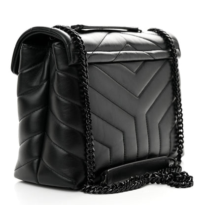 Saint Laurent Calfskin Y Quilted Monogram Monochrome Small Loulou Chain Satchel Black 3 of 10