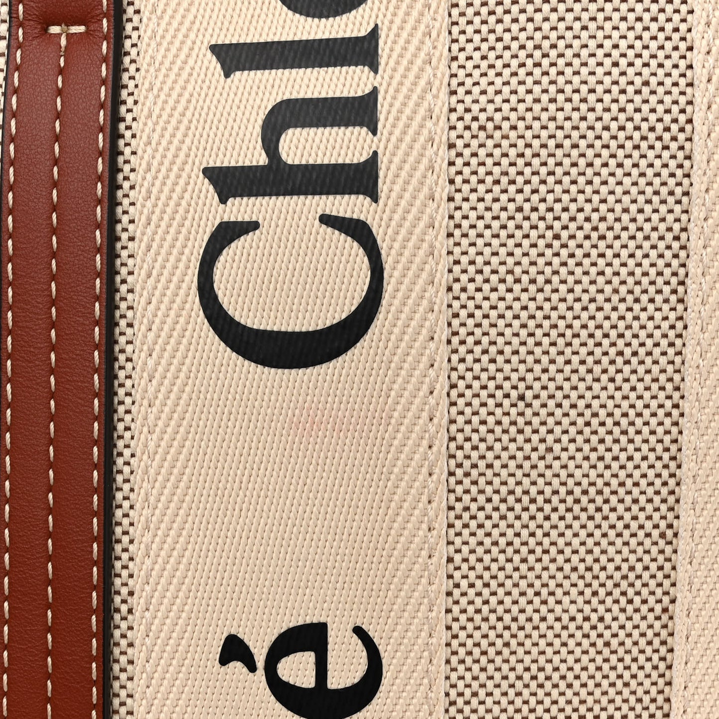 Cotton Calfskin Small Woody Ribbon Tote White Brown