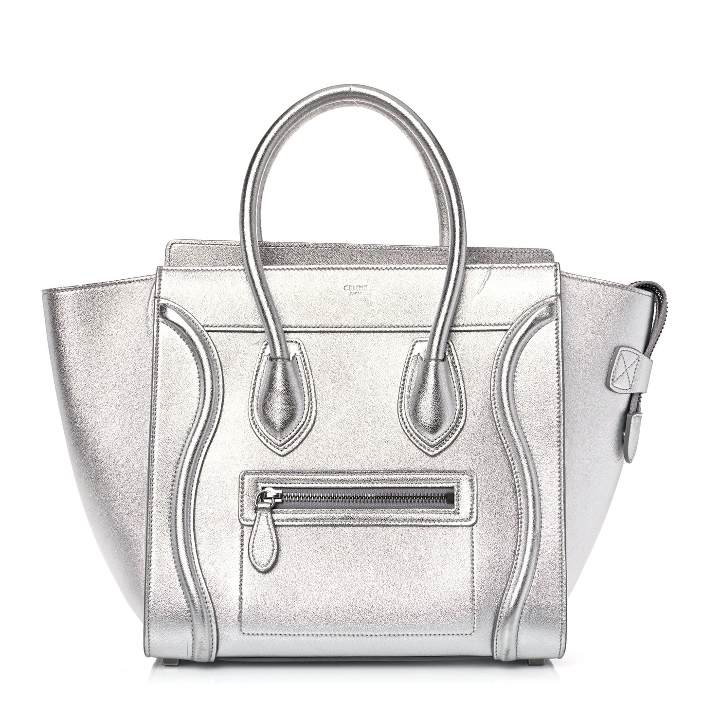 Laminated Lambskin Micro Luggage Silver