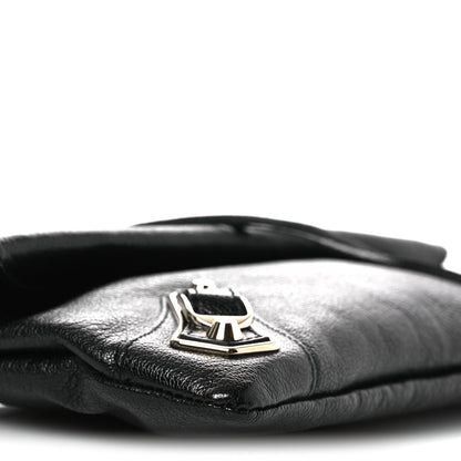 Balenciaga Chevre Gold Metallic Edge Hardware Envelope Clutch Black 10 of 12