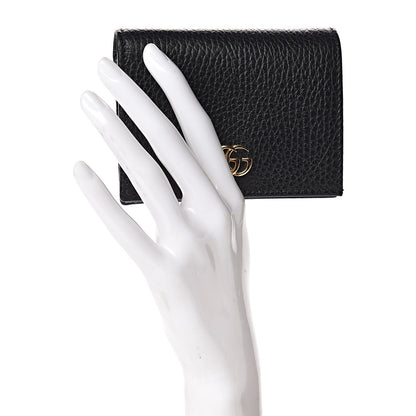 Gucci Pebbled Calfskin GG Marmont Card Case Black 2 of 9