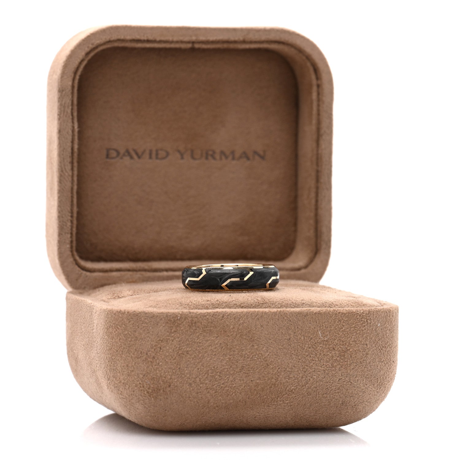David Yurman 18K Yellow Gold 6mm Forged Carbon Band Ring 53 6.5 5 of 5