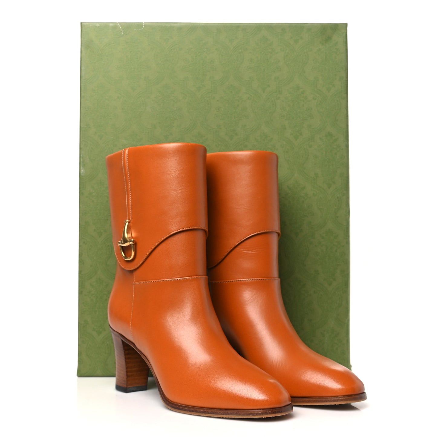 Calfskin Horsebit Elizabeth Ankle Boots 36 Cognac