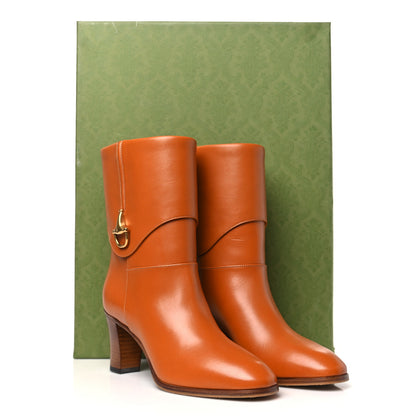Gucci Calfskin Horsebit Elizabeth Ankle Boots 36 Cognac 9 of 9