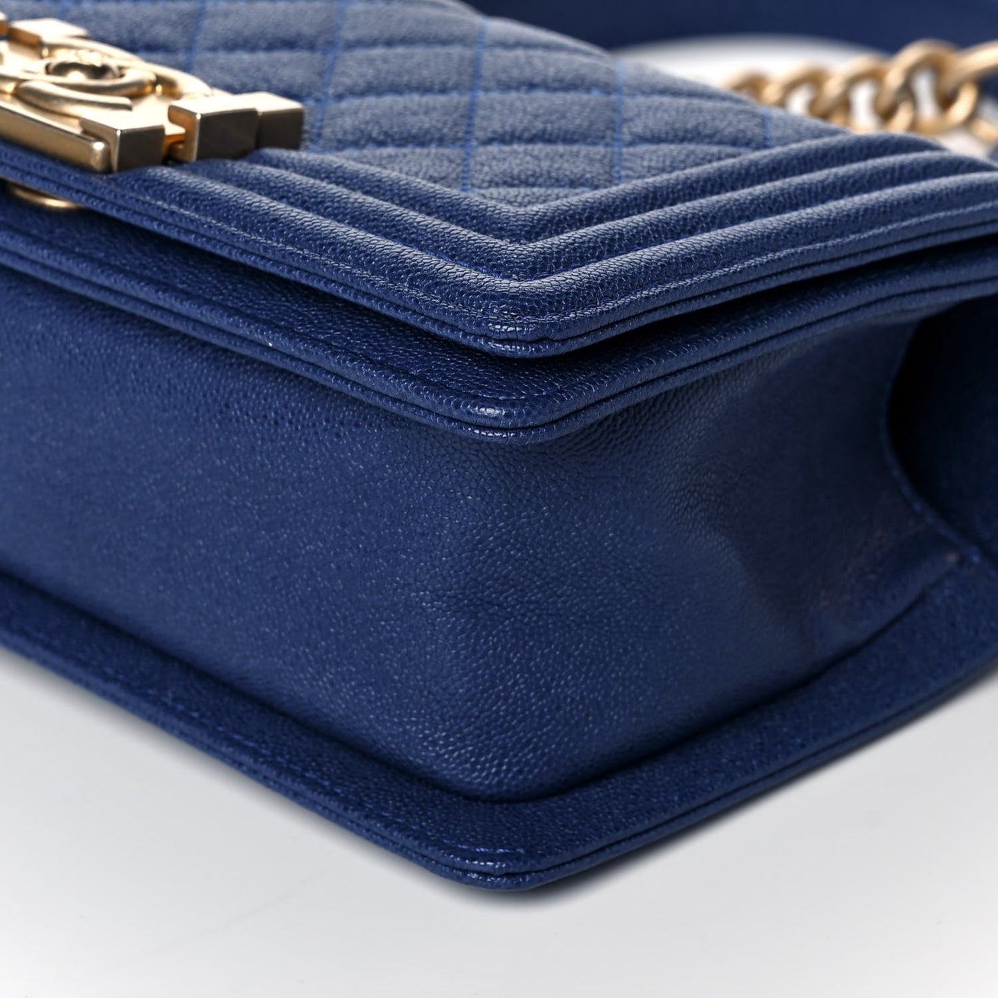 Caviar Quilted Small Boy Flap Blue
