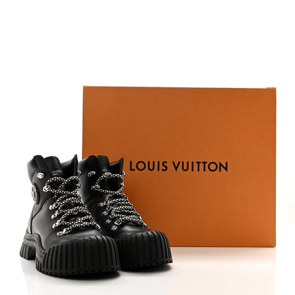 Louis Vuitton Calfskin Patent Monogram Ruby Flat Ranger Boots 38 Black 11 of 11