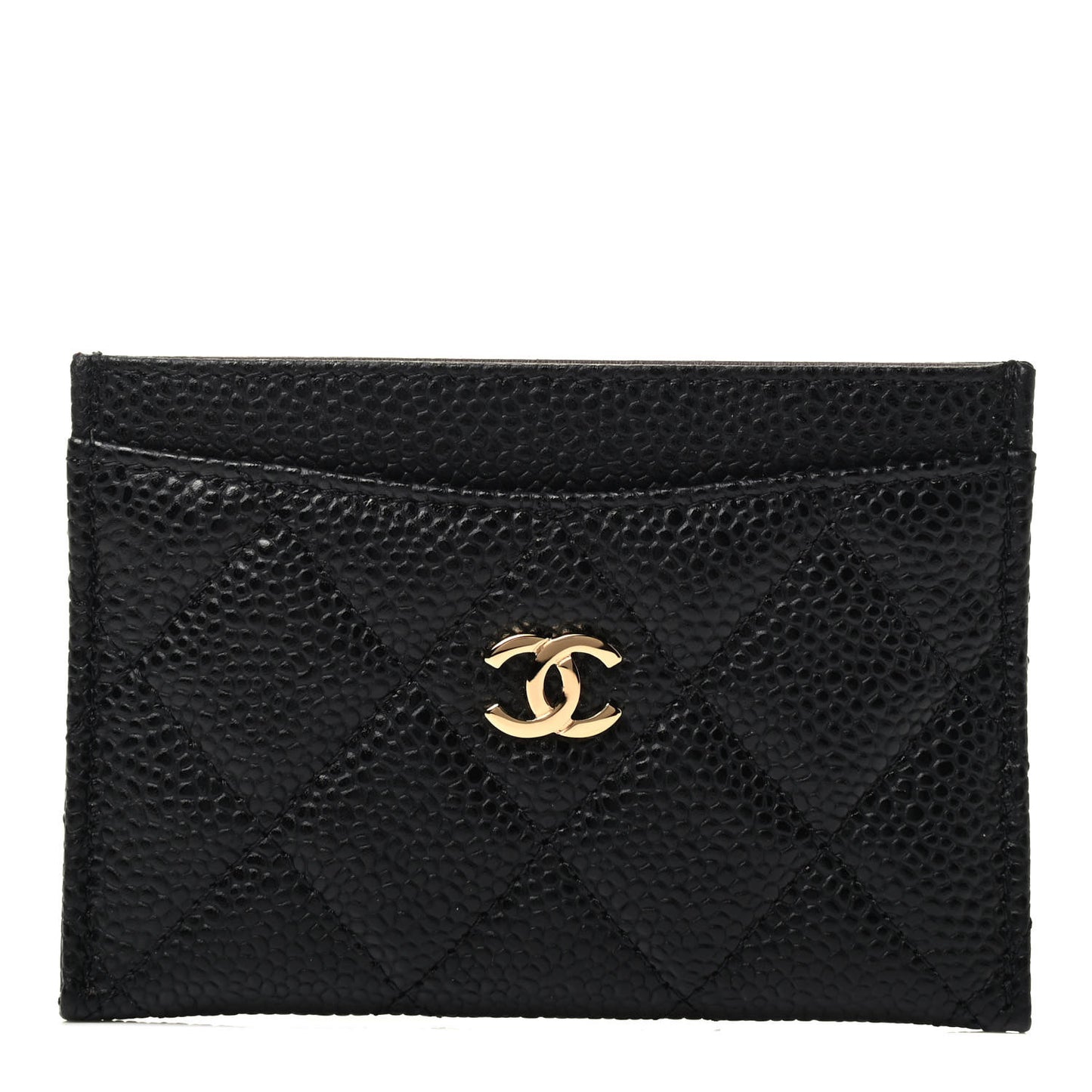Caviar Quilted Card Holder Black