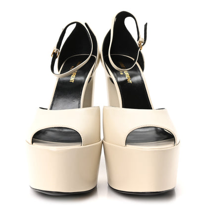 Saint Laurent Lambskin Jodie Platform Sandals 38 Pearl 3 of 8