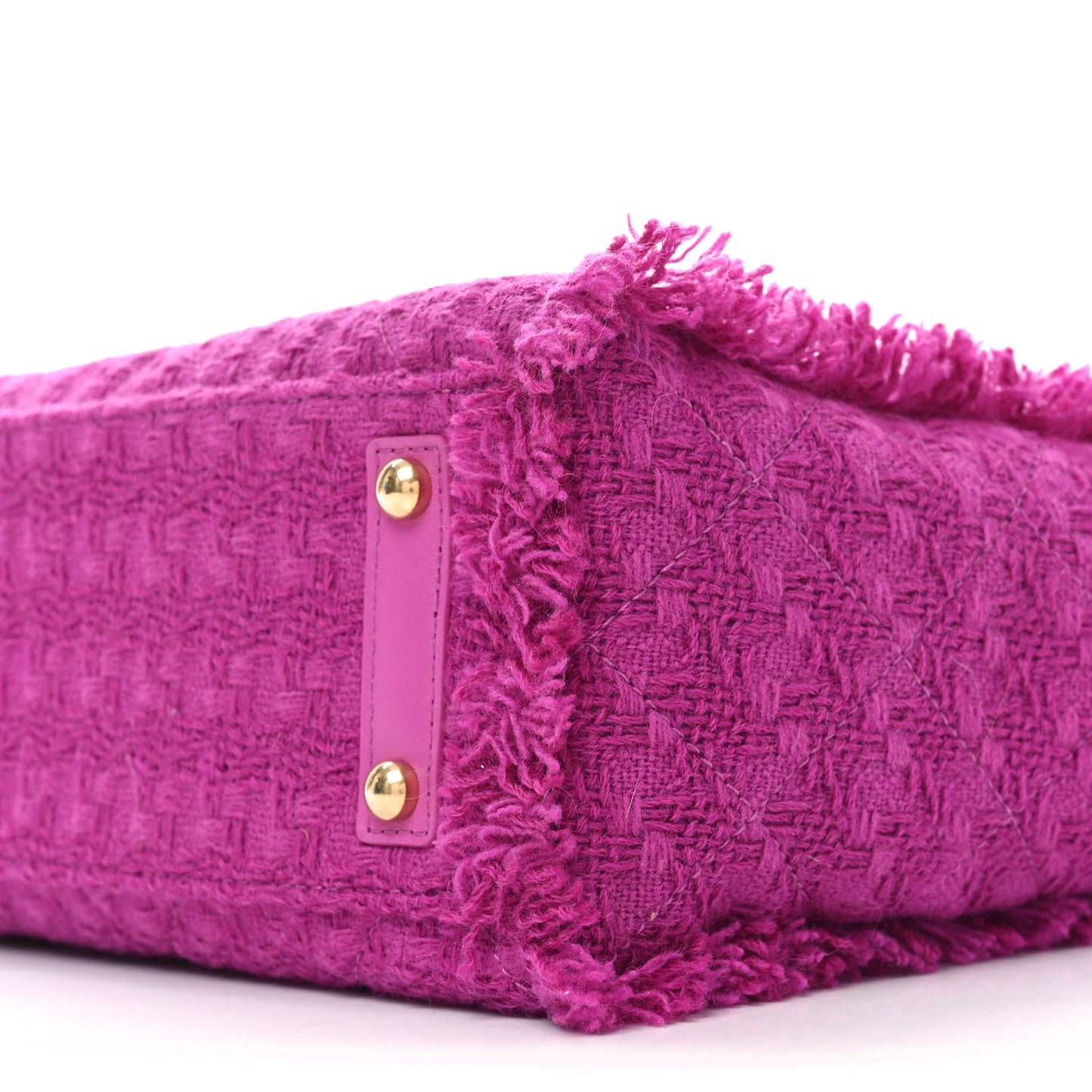 Wool Tweed Large Zipped Shopping Tote Magenta