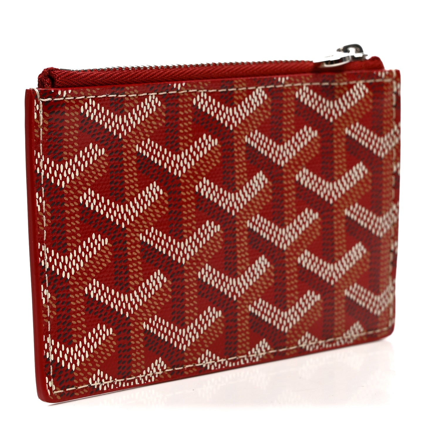 Goyardine Bourbon Zipped Card Holder Red