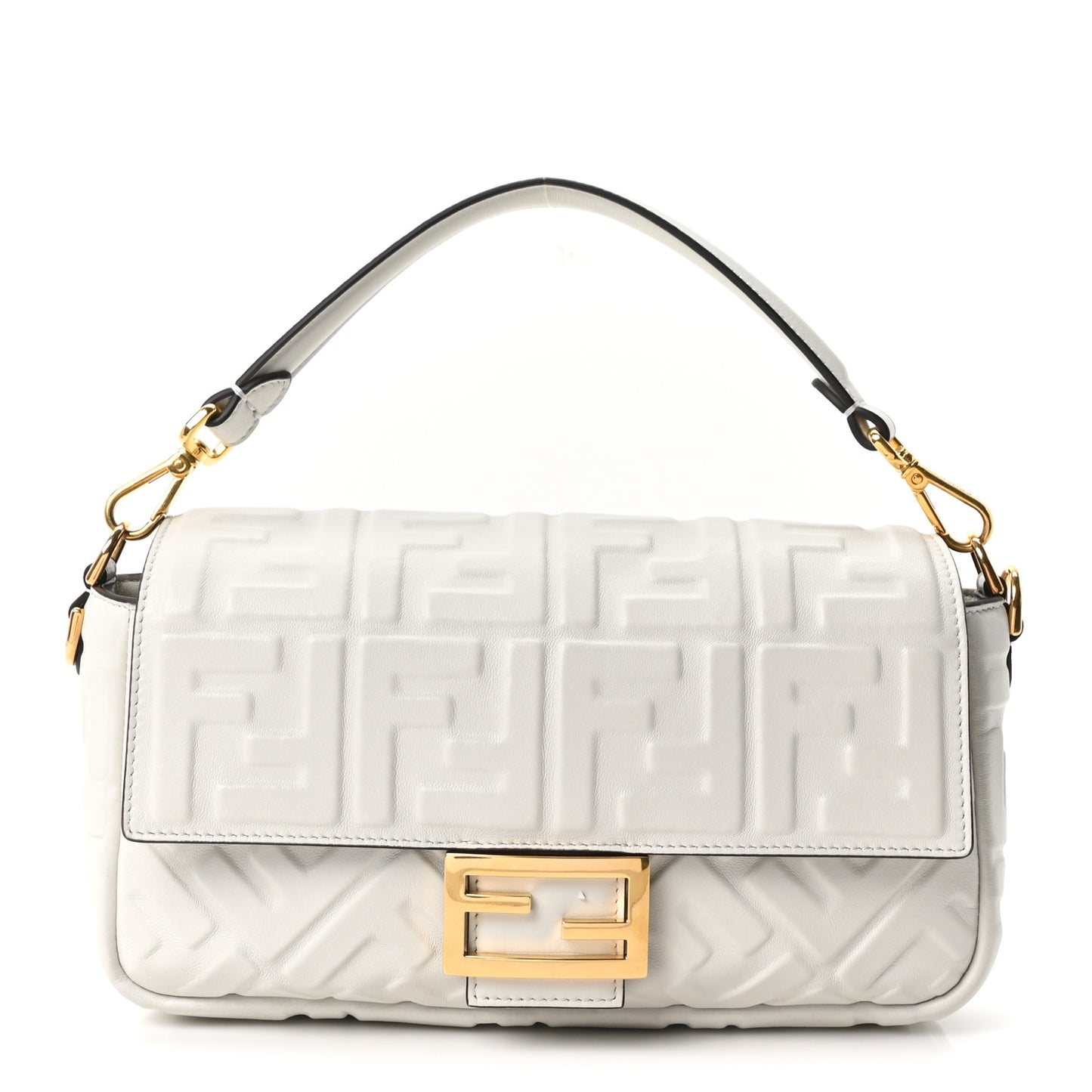 Nappa FF 1974 Embossed Baguette White