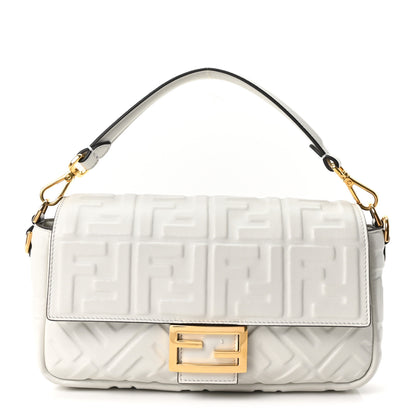 Fendi Nappa FF 1974 Embossed Baguette White 1 of 9