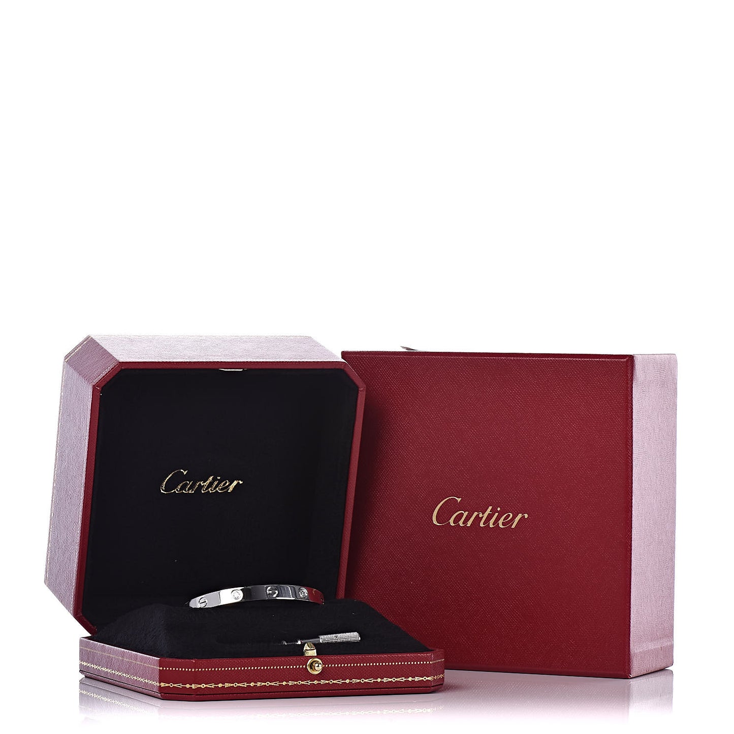 18K White Gold 4 Diamond LOVE Bracelet 17