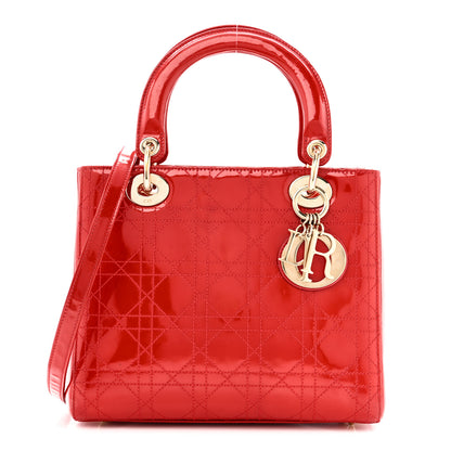 Christian Dior Patent Cannage Stitched Medium Lady Dior Red 1 of 11