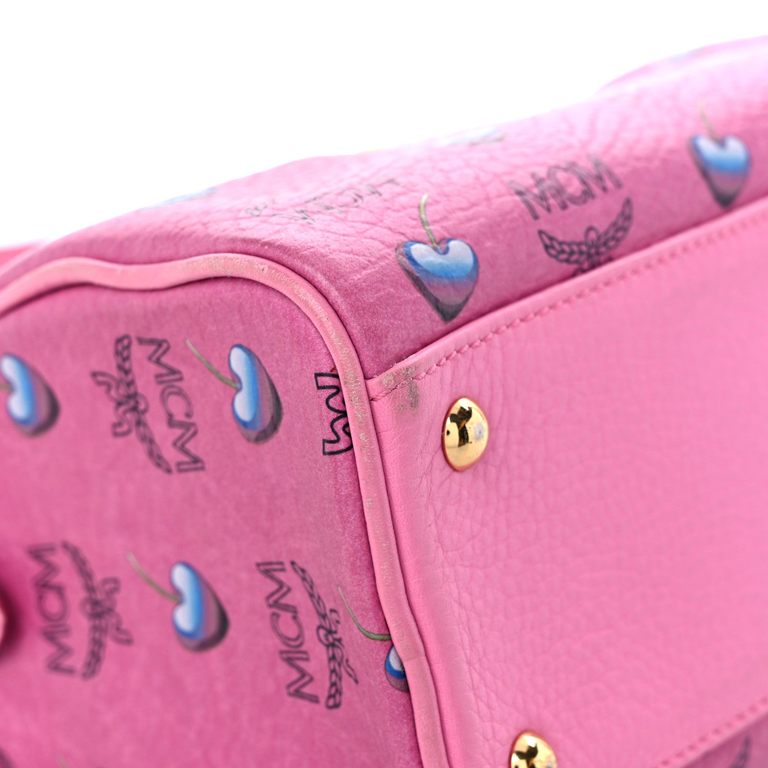 MCM Sweet Visetos Mini Boston Bag Pink 7 of 16
