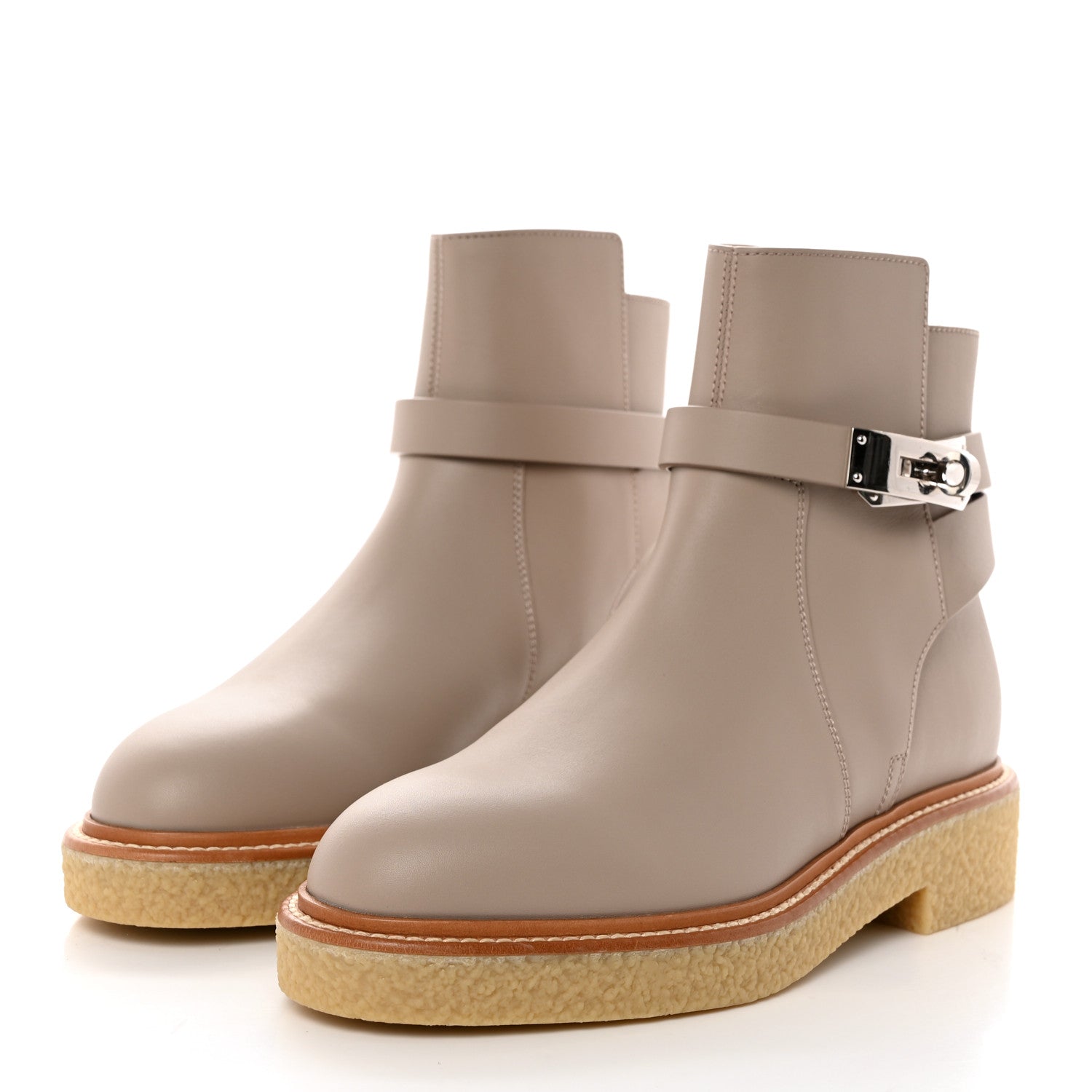 Hermes Calfskin History Ankle Boots 36 Beige Mastic 3 of 8