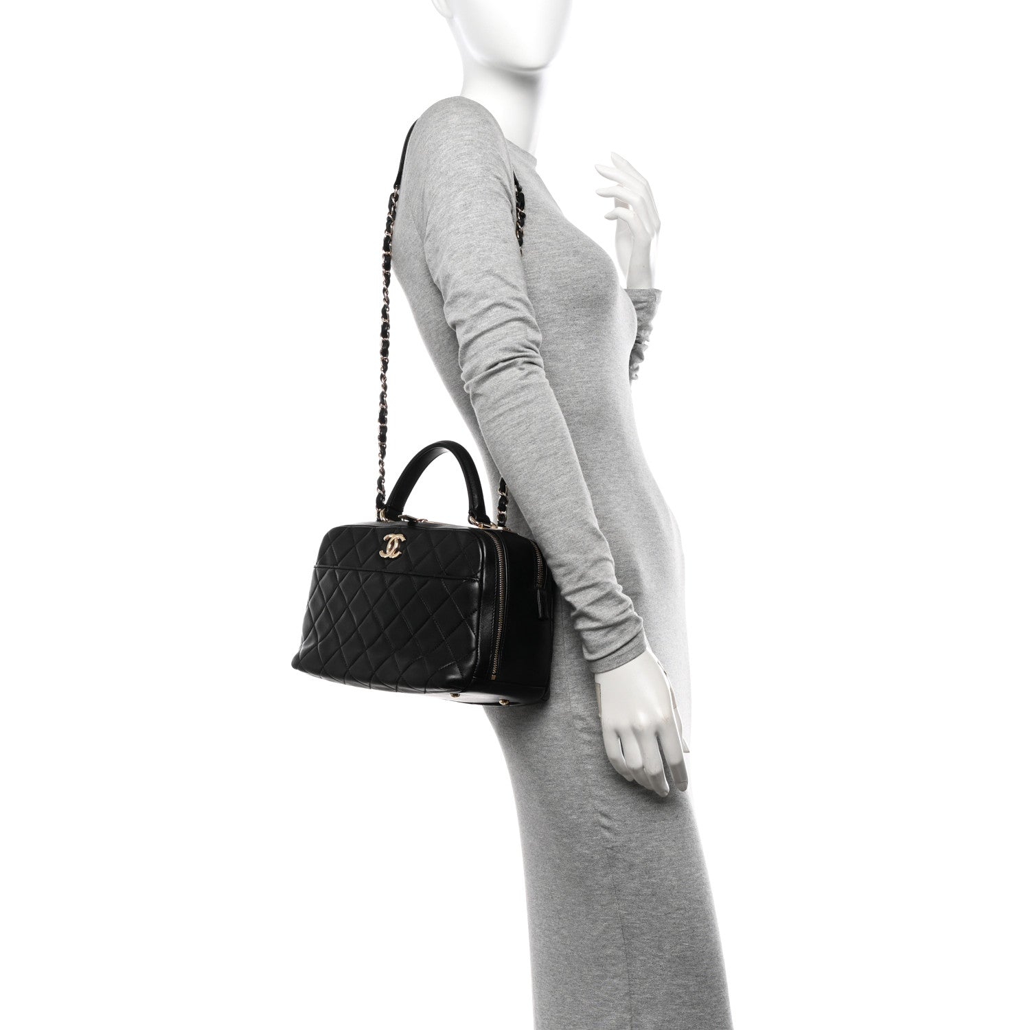 Chanel Lambskin Quilted Medium Trendy CC Bowling Bag Black 2 of 10