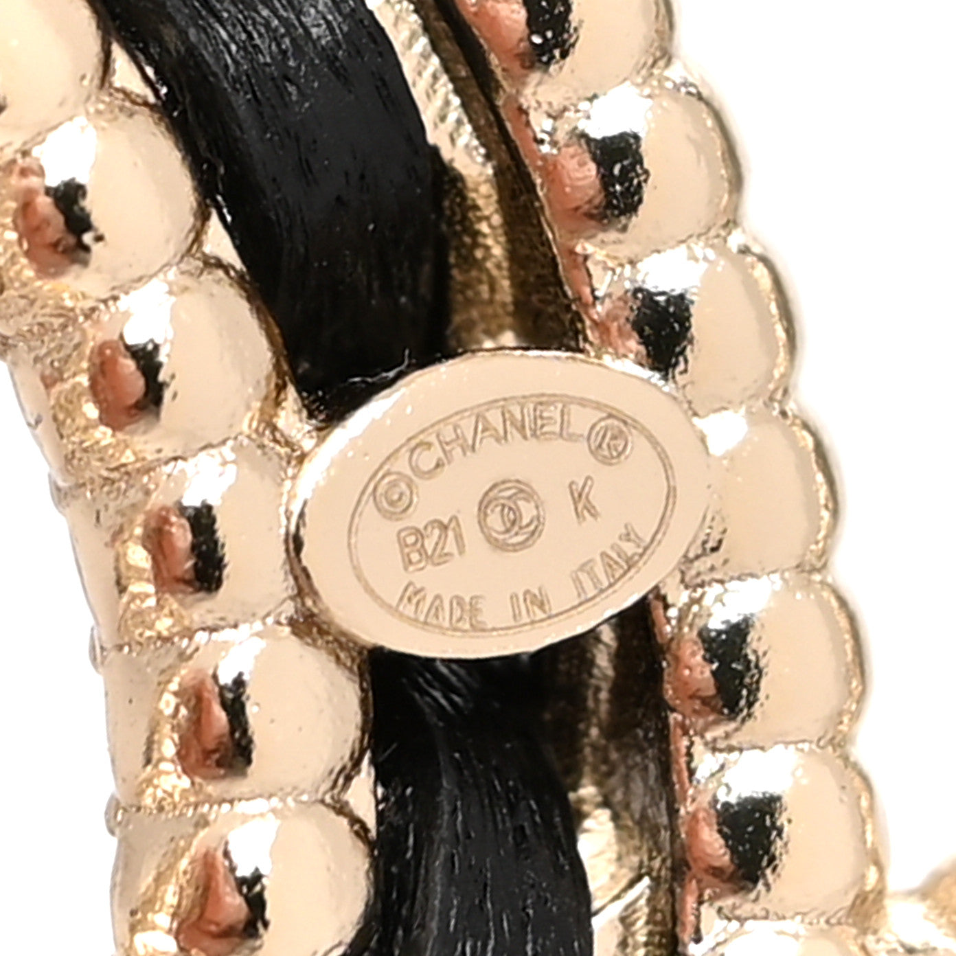 Lambskin Crystal CC Chain Brooch Black Gold