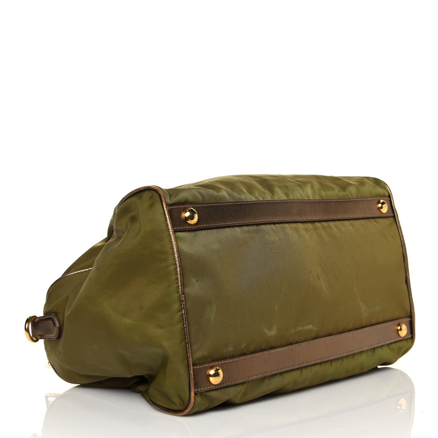 Metallic Saffiano Tessuto Nylon Top Handle Tote Bronze