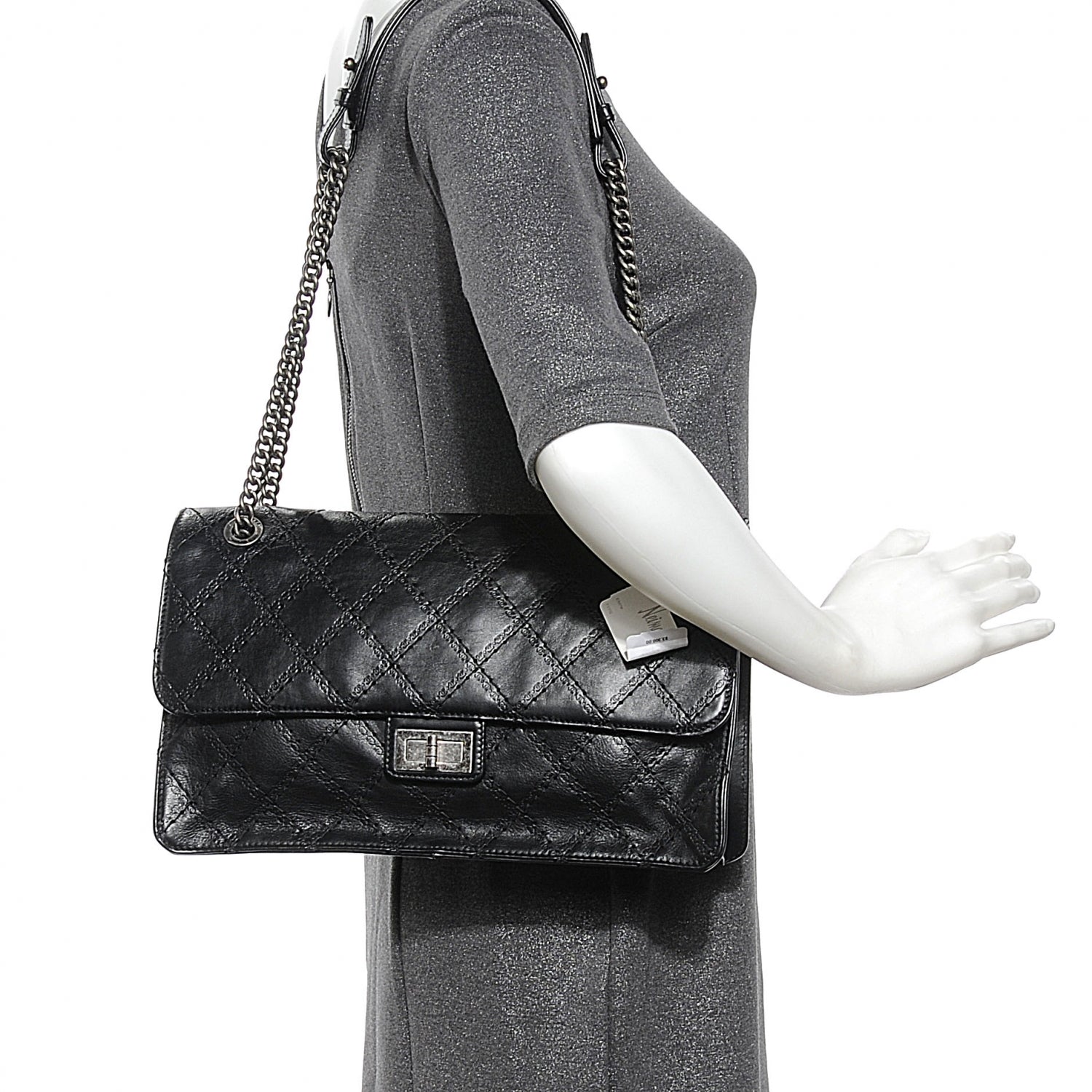 Chanel Calfskin CC Crave Reissue Crown Jumbo Flap Black 2 of 8