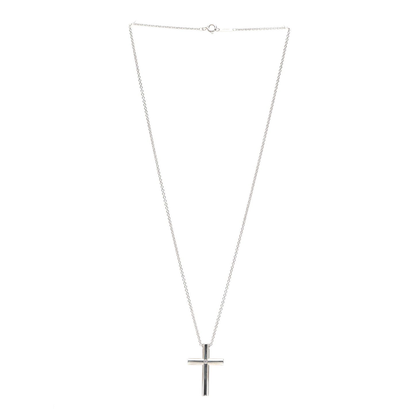 Sterling Silver Diamond Cross Pendant Necklace