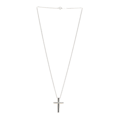 Tiffany Sterling Silver Diamond Cross Pendant Necklace 3 of 6