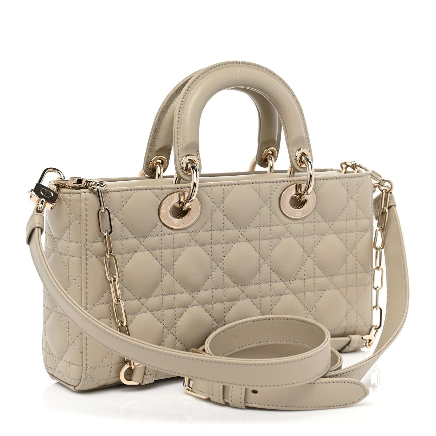 Christian Dior Lambskin Cannage Medium Lady D-Joy Sand 3 of 8