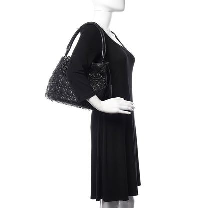 Christian Dior Lambskin Cannage Chri Chri Drawstring Bag Black 2 of 10