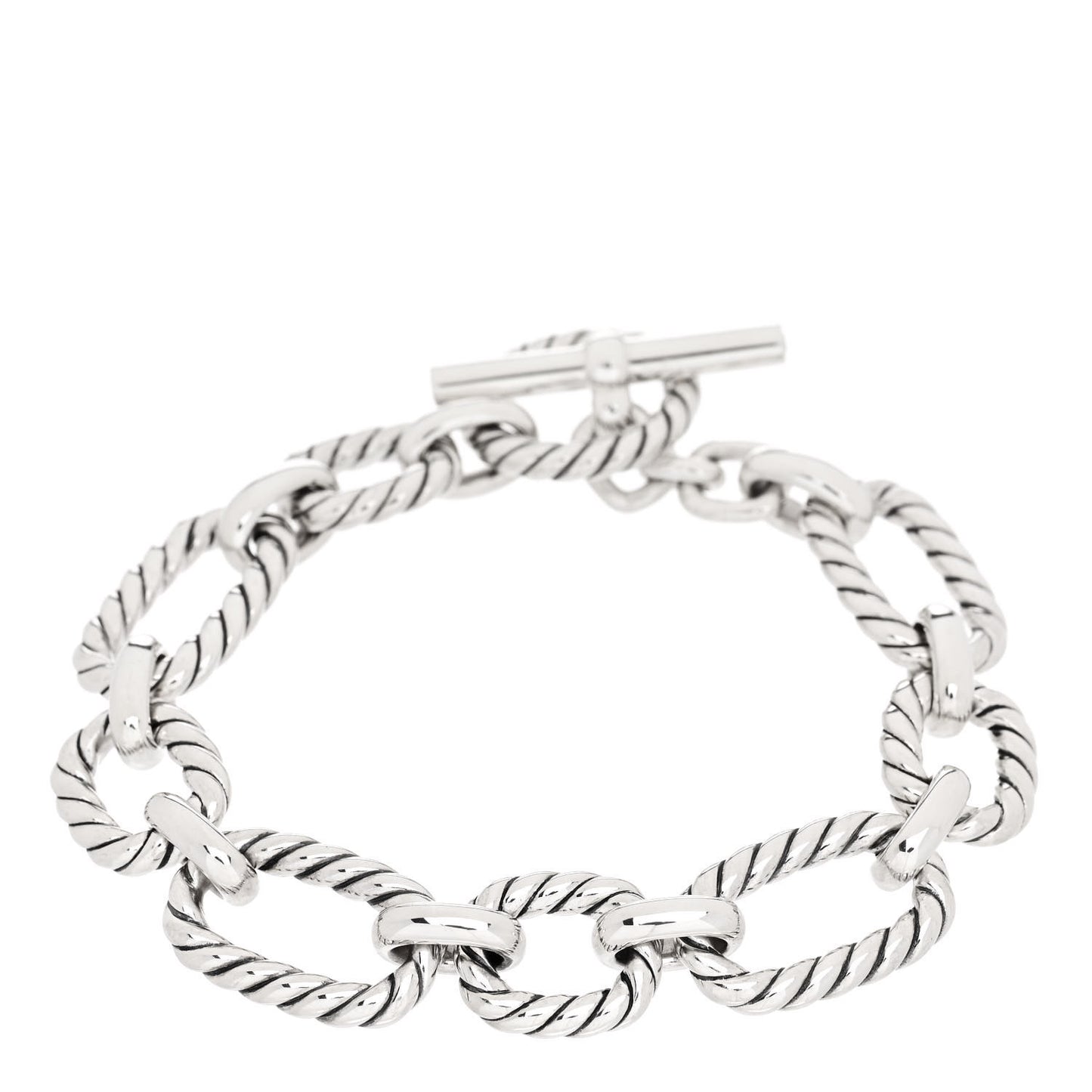 Sterling Silver Blue Sapphire 12.5mm Cushion Link Bracelet