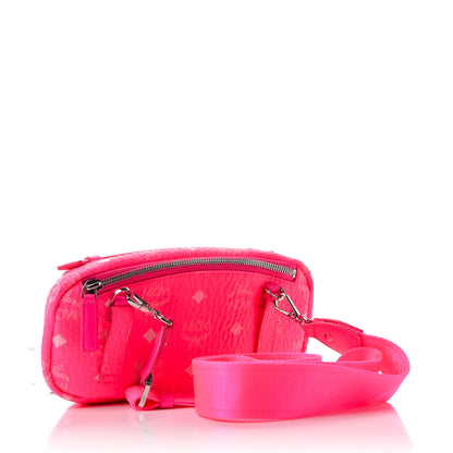 MCM Visetos Small Original Crossbody Bag Neon Pink 3 of 9