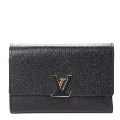 Louis Vuitton Taurillon Capucines Compact Wallet Black 1 of 6